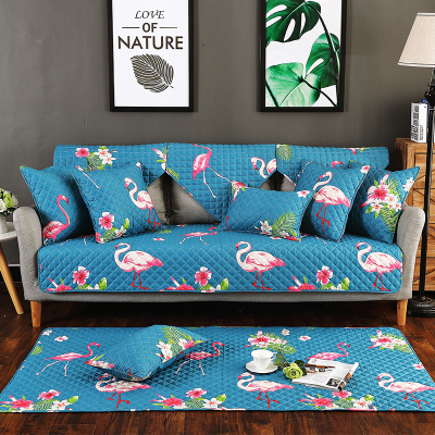 北欧火烈鸟沙发垫简约现代布艺客厅四季通用123组合全棉坐垫套装