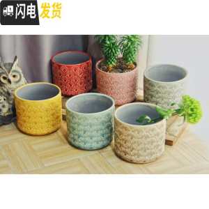三维工匠MimiHome北欧冰裂蒲公英花盆家居陶瓷摆件彩色花盆绿植花器 默认发开孔,如需无孔请备注 大花盆容器