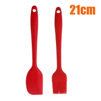 烘焙工具家用厨房可高温一体式硅胶刮刀刷子奶油抹刀牛轧糖搅拌棒 敬平 中国红中号刮刀+刷子