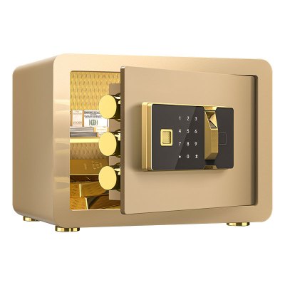 臻远ZY-NW-BXGS-06全钢实心保险柜办公防盗保险箱 高25cm金色指纹款