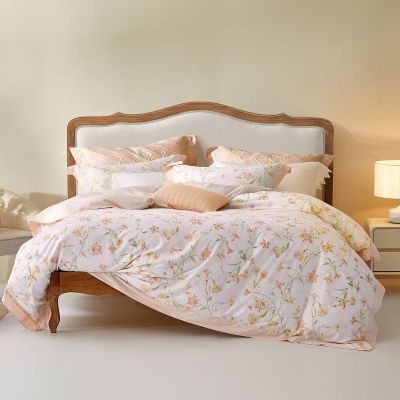 水星家纺全棉四件套家 粉色花丛 1.8米220x240cm