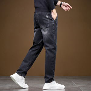 秋冬新款直筒牛仔裤男常规弹力百搭轻奢商务休闲简约黑色男士长裤