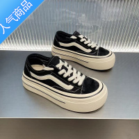 SUNTEK芭慕秀厚底帆布鞋女2023新款韩版百搭系带低帮休闲板鞋小白鞋
