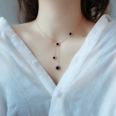 罗马数字钛钢项链女锁骨链2025新款简约百搭小众设计网红流苏颈链送女朋友老婆情人节七夕生日礼物