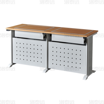 洛泰远 隐藏式翻转电脑桌培训桌多媒体学习桌办公桌A款双人位1600*600*750mm