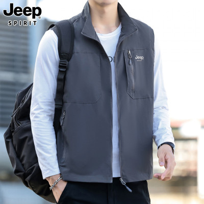 JEEP SPIRIT多口袋马甲男士运动休闲户外时尚背心男上衣
