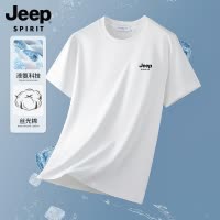 吉普男士长袖t恤2025新款夏季上衣卫衣白色打底衫冰丝短袖t恤男装