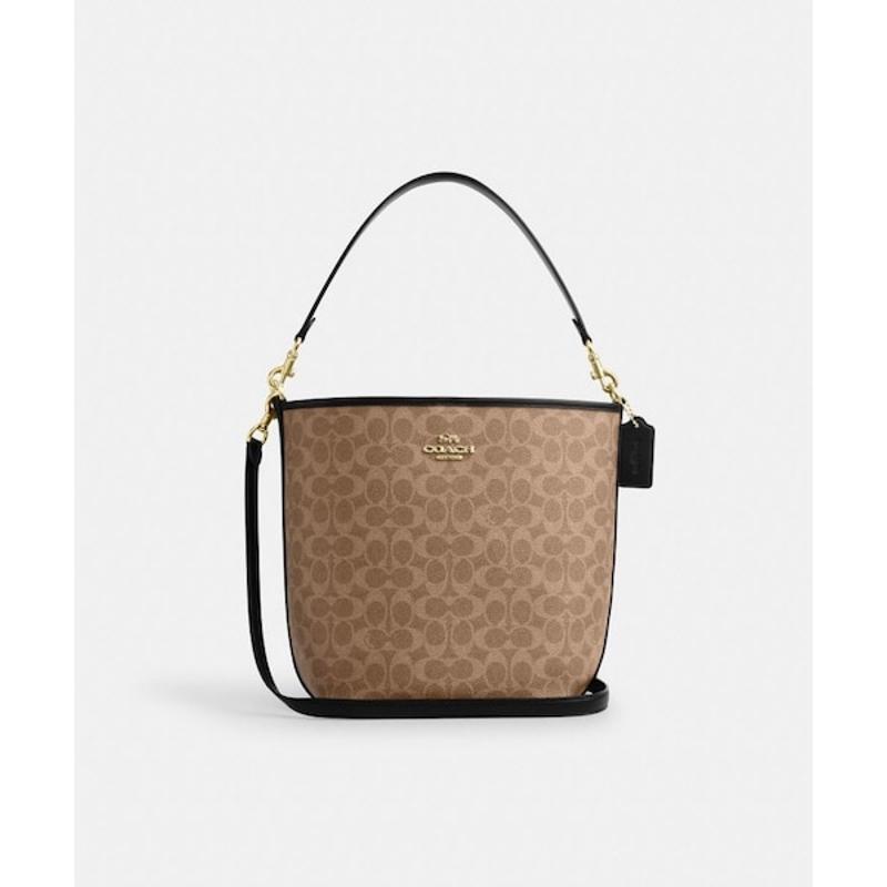 蔻驰(COACH)女士大容量托特包帆布皮质内袋可调节肩带通勤休闲包