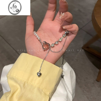JiMi爱心珍珠拼接项链女ins高级设计感小众轻奢颈链钛钢不掉色锁骨链