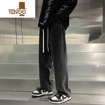 YANXU黑色复古牛仔裤男夏季裤子潮牌男生美式高街长裤男款秋季直筒裤