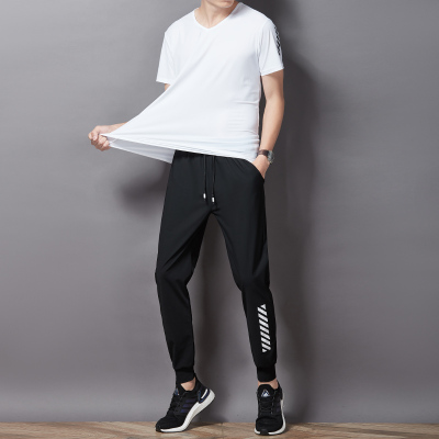 梵诗町夏季运动休闲两件套上衣裤子男装短袖T恤松紧腰薄款速干hc套装3352