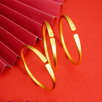 平安喜乐福字开口手镯越南沙金镯简约流行男女配饰铜镀金手环送女朋友老婆情人节七夕生日礼物