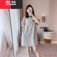YIBUSHENG2024新款POLO领连衣裙中长款宽松休闲显瘦减龄韩版气质翻领裙