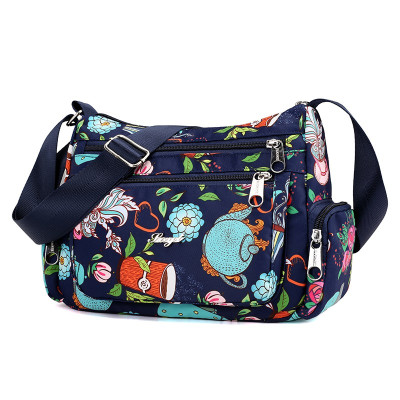 福源时尚百搭单肩包女2021新款牛津纺斜挎包女士多层次帆布包包大容量尼龙女包惬意生活