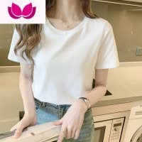 七斓白色t恤女短袖夏季2023新款宽松薄款打底衫内搭纯色显瘦上衣