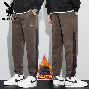 花花公子新款高品质(实拍)秋冬款休闲裤男宽松潮牌工装裤束脚拼接运动裤子