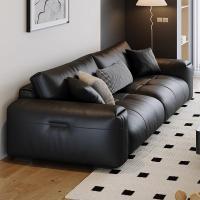 虔度现代简约三人位转角皮艺沙发大户型客厅家居头层牛皮设计高档耐用