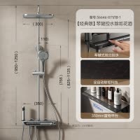 九牧(JOMOO)淋浴花洒全套装方形大顶喷淋浴器大置物喷枪淋雨花洒36646