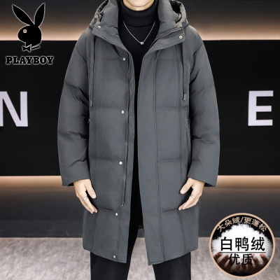 花花公子新款高品质冬季新款户外防寒服三防连帽中长款羽绒服男装夹克外套