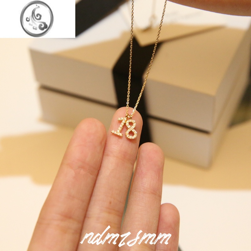 jimis925银银镀金微镶碎钻数字18项链女锁骨链送闺蜜女友生日礼物