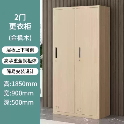 易企采 50*90*185CM二门 更衣柜钢制浅木纹转印员工宿舍健身房更衣存包储物柜