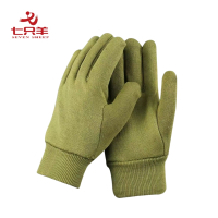 七只羊 绒手套 军绿色 双