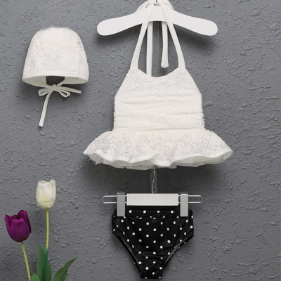 七色王国儿童游泳衣女孩泳衣分体公主裙式泳装蕾丝韩国女童宝宝婴儿比基尼