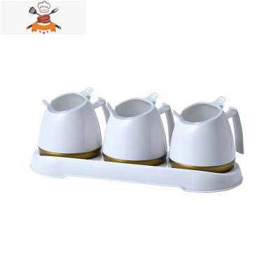 调料盒家用厨房调料罐子调味罐调料大料收纳盒盐罐组合套装 敬平 灰白色 三罐装厨房收纳盒