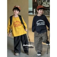 童酷男童秋款湖州织里童装竹节棉字母印花打底衫百搭儿童T恤