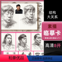 [正版]素描临摹卡头像结构与大关系 2022素描人物头像肖像结构大关系完整稿五官局部照片范画临摹范本院校高联考央美术8