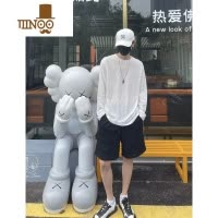 YANXU20223夏季薄款宽松长袖t恤衫男休闲帅气防晒衣单穿纯色简约打底