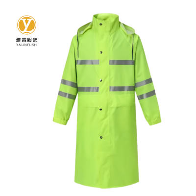 雅霖服 烫条绿风衣式雨衣可定制 YLF-XZ505 件