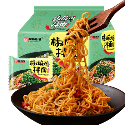 同碗福椒麻鸡拌面113g*5连包方便面干拌面袋装速食火鸡面品牌:同碗福