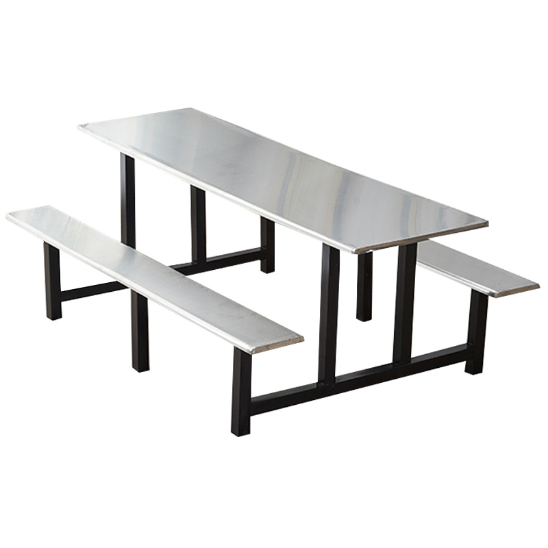 东升顺学校食堂不锈钢餐桌椅4人6人8人位员工饭堂连体快餐桌椅组合8人位(黑色支架款)