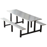 东升顺学校食堂不锈钢餐桌椅4人6人8人位员工饭堂连体快餐桌椅组合8人位(黑色支架款)
