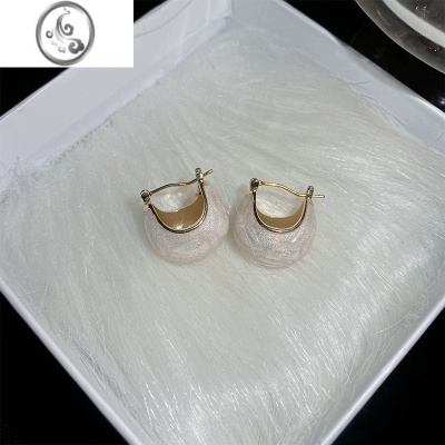 JiMi白色耳扣耳钉女耳环2023新款时尚耳坠气质耳饰轻奢高级感冷淡