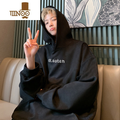 YANXU韩版连帽卫衣男秋季美式潮牌宽松百搭上衣服港风ins痞帅休闲外套