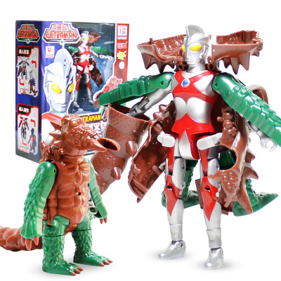 奥特曼咸蛋超人玩具模型变形怪兽多关节可动奥特曼蛋变身器变形战舰飞行战机变形怪兽奥特曼-艾斯VS克拉勃王