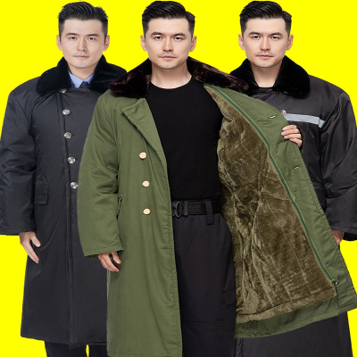  妖怪 棉大衣绿男冬季加厚长款保安棉服冷库防寒劳保用工作服东北棉袄