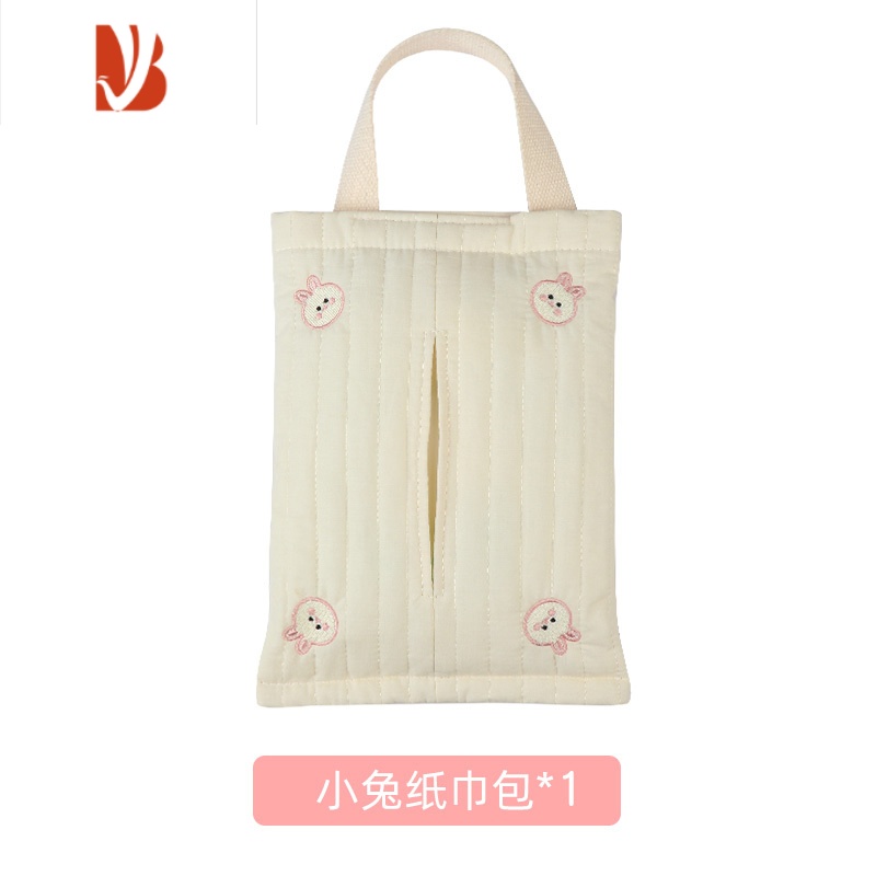 三维工匠车载纸巾盒悬挂式ins可爱小熊汽车多纸巾包车内座椅背抽纸盒 奶粉小兔纸巾包-挂式