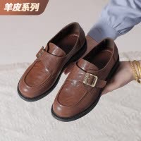 厚底乐福鞋女2025春秋新款复古单鞋时尚英伦真皮小皮鞋一脚蹬软底