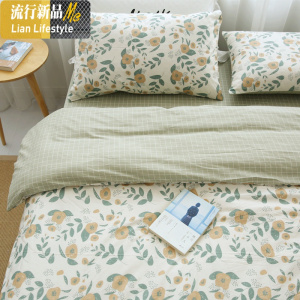 |木棉花开 小清新棉公主风田园棉床单被套床上四件套 三维工匠