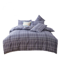 煊煜 四件套(时尚格+灰格枕巾) 1.2米床用 被套160*230床单160*230枕巾52*78