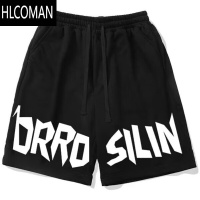 HLCOMAN美式高街字母印花抽绳短裤男夏季潮牌休闲百搭宽松直筒运动五分裤