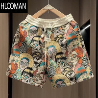 HLCOMAN夏季新款潮牌印花休闲短裤男女款时尚宽松百搭透气运动五分裤