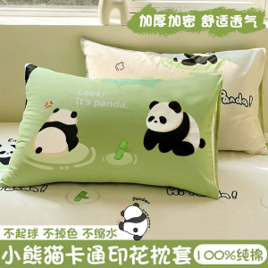 全棉卡通枕套一对装48x74家用儿童枕头套宿舍单个纯棉枕芯内胆套