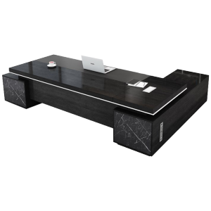 慧采云 办公家具办公桌老板桌总裁桌现代简约新中式板式大班台办公室桌组合2.4m