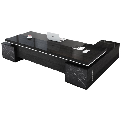 慧采云 办公家具办公桌老板桌总裁桌现代简约新中式板式大班台办公室桌组合2.4m