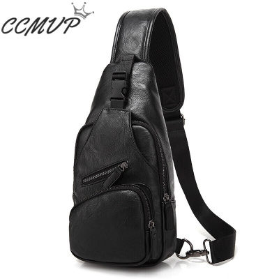 CCMVP品牌自营质量保证-CCMVP胸包男韩版斜挎包多功能运动休闲单肩包男士包包背包黑色默认颜色
