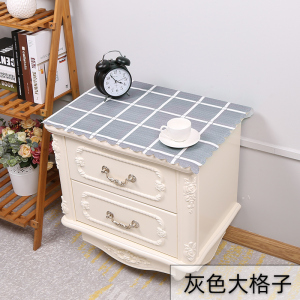 家柏饰(CORATED)床头柜盖布防水防油免洗北欧家用防尘罩套卧室床头盖巾冰箱防尘布 灰色大格子 50*50cm